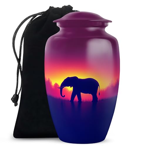 YATHABHISA Mini Urns Human Ashes with Elephant, Keepsake Small Urn for Cremation Ash Container, Memorial Gift for Everyone, Combo, Orange, 3 Inch (Set of 2)