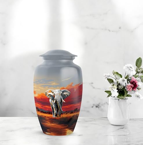 YATHABHISA Mini Urns Human Ashes with Elephant, Keepsake Small Urn for Cremation Ash Container, Memorial Gift for Everyone, Combo, Orange, 3 Inch (Set of 2)