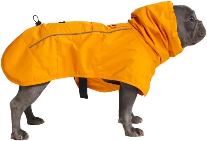 Spark Paws Dog Raincoat, Waterproof Windproof Rain Jacket, For Small Medium Large Extra Large Dogs, Reflective Breathable Full-body Coverage Dry Suit - Neon White Navy Blue, 2XL