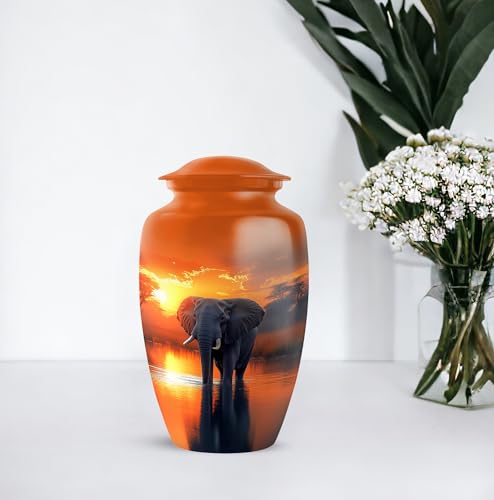 YATHABHISA Mini Urns Human Ashes with Elephant, Keepsake Small Urn for Cremation Ash Container, Memorial Gift for Everyone, Combo, Orange, 3 Inch (Set of 2)