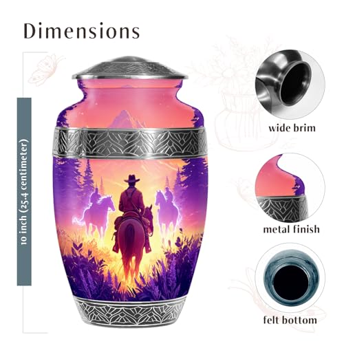 Cowboys Urns for Human Ashes Adult Female and Male, Decorative Cremation Urns for Human Ashes, (Classic Large, 10 Inch)