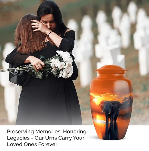 YATHABHISA Mini Urns Human Ashes with Elephant, Keepsake Small Urn for Cremation Ash Container, Memorial Gift for Everyone, Combo, Orange, 3 Inch (Set of 2)
