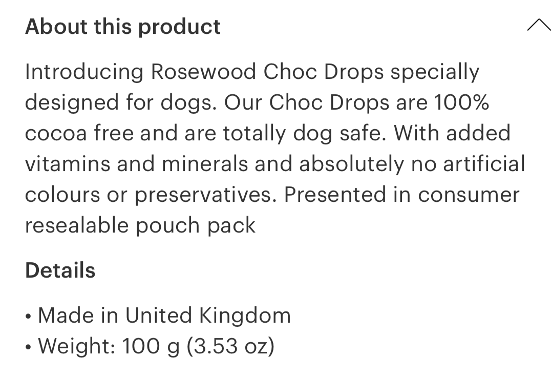 Rosewood Doggy Choc Drops