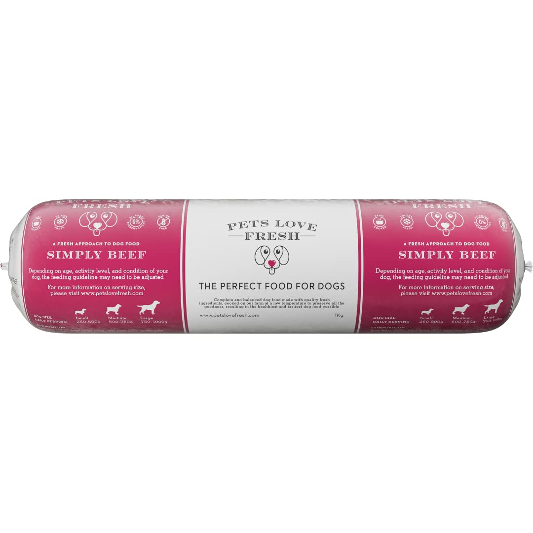 Healthy & Tasty Fresh Dog Food by Pets Love Fresh - 100% Natural - Real British Meat - Zero Preservatives - SimHealthy & Tasty Fresh Dog Food by Pets Love Fresh - 100% Natural - Real British Meat - Zero Preservatives - Simply Chicken (5 x 600g chub rolls)