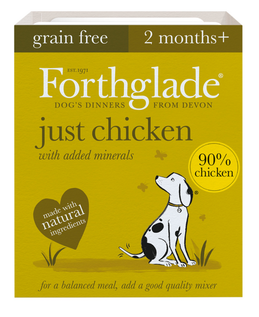 Forthglade Adult Just Grain Free Chicken Trays 18 x 395g 2 Months +