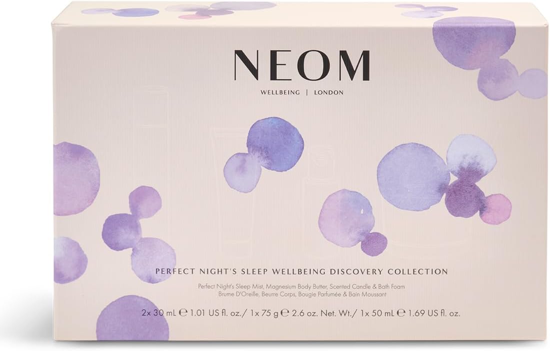 NEOM Perfect Night's Sleep Wellbeing Discovery Collection 30ml | Perfect Night's Sleep Pillow Mist, Magnesium Body Butter, Bath Foam & Travel Candle I Gift  No