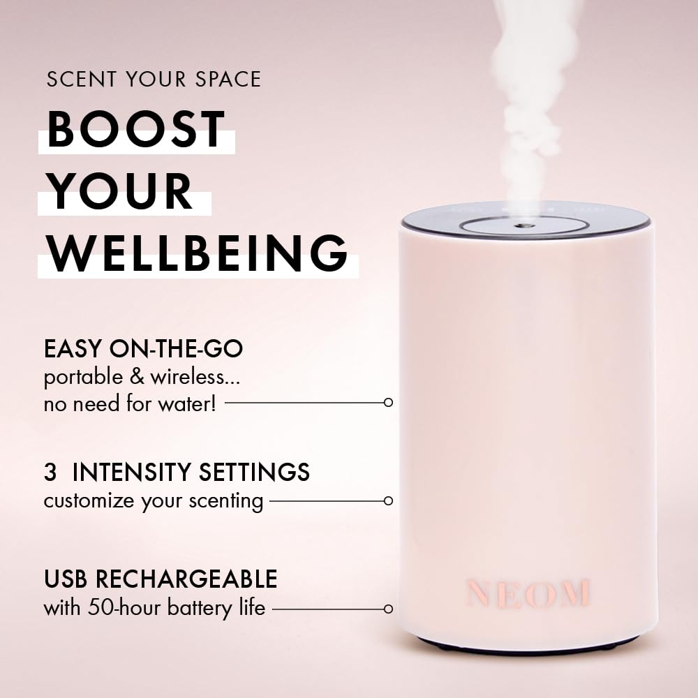 NEOM – Portable Wellbeing Pod Mini Essential Oil Diffuser Black | Rechargeable USB & Waterless | Aromatherapy Oil Diffuser for Small Space | Gift | Mother's Day