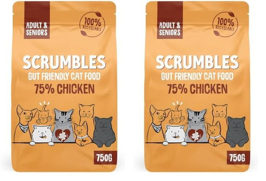 Scrumbles All Natural Dry Cat Food With 75% Chicken and Fresh Salmon, High Protein Food for Adults And Seniors