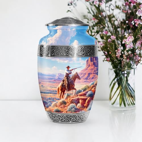 Cowboys Urns for Human Ashes Adult Female and Male, Decorative Cremation Urns for Human Ashes, (Classic Large, 10 Inch)