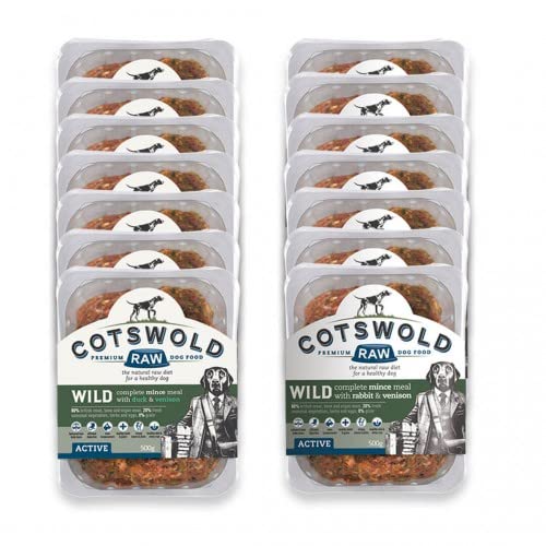 Cotswold RAW Raw Dog Food, Active 80/20 Mince, Adult Dog Food, BARF Premium British Meat Raw for All Dogs, Frozen Meal, Chicken and Turkey Mince - 7kg