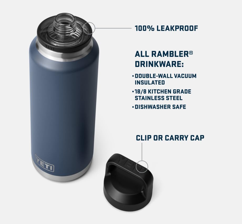 YETI Rambler Bottle Chug, Vaccum Insulated Stainless Steel Bottle with Leakproof Chug Cap, 46 oz (1.4 L)