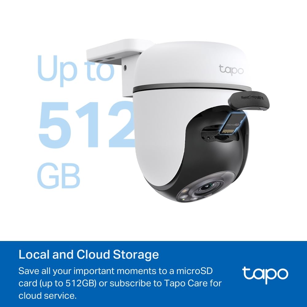 Tapo TC40 Pan/Tilt Smart Security Outdoor Camera, Full HD, 360° Smart Person Detection Motion Tracking, Color Night Vision, WiFi Camera No Monthly Fee, Two-Way Talk, IP65, Works with Alexa & Google