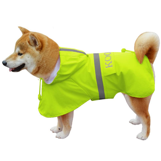 KOOGAL Waterproof Dog Raincoat with Hood Reflective Design with Leash Hole, Adjustable Reflective Jacket,Rain Poncho, Breathable and Lightweight, Suitable for Rainy Day Walking