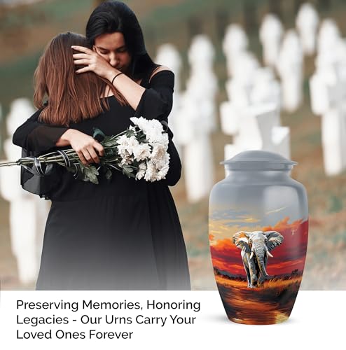 YATHABHISA Mini Urns Human Ashes with Elephant, Keepsake Small Urn for Cremation Ash Container, Memorial Gift for Everyone, Combo, Orange, 3 Inch (Set of 2)