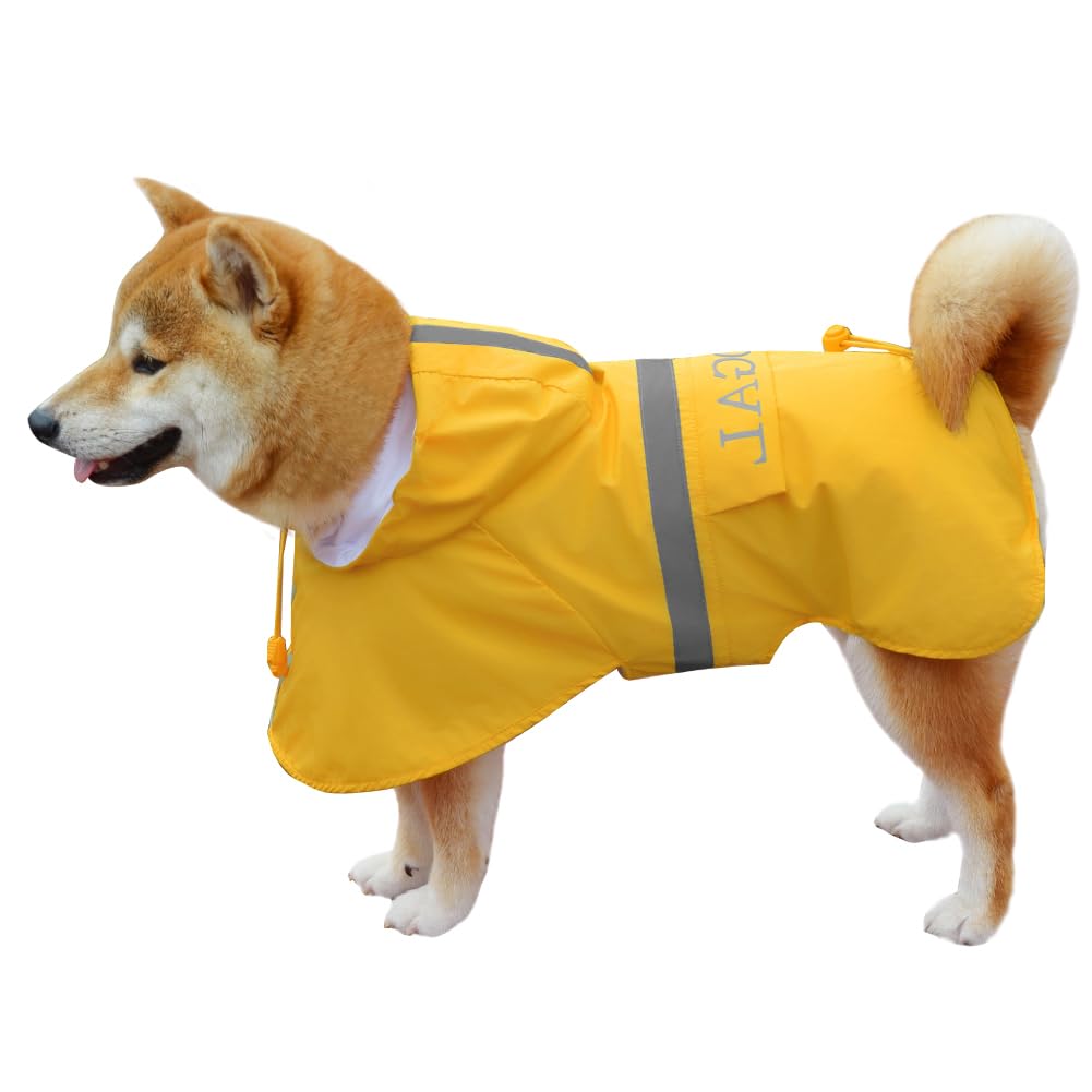 KOOGAL Waterproof Dog Raincoat with Hood Reflective Design with Leash Hole, Adjustable Reflective Jacket,Rain Poncho, Breathable and Lightweight, Suitable for Rainy Day Walking
