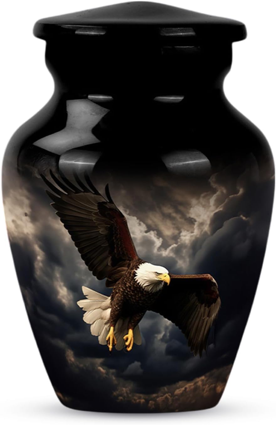 YASUBJAG Dove Urn - Aluminium Cremation Urn for Adults, Multicolor, Birds Pattern, 10 Inch