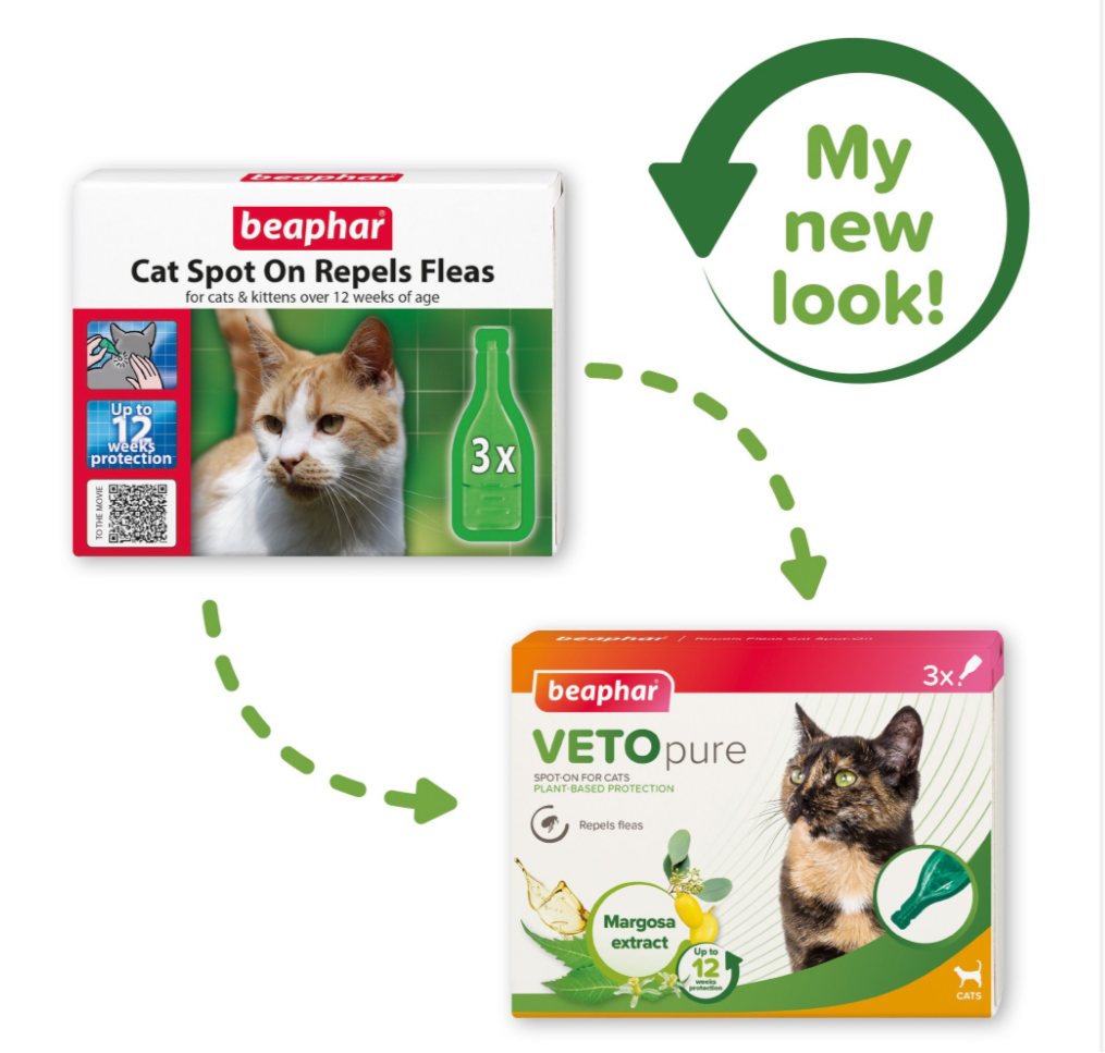 Beaphar Cat VETOpure Spot On Repels Fleas 12 Week 3 pipettes