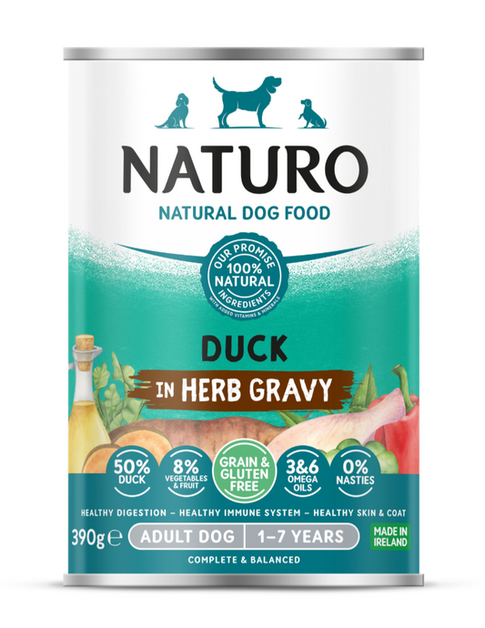 Naturo Adult Grain & Gluten Free Duck in Herb Gravy Tins 12 x 390g