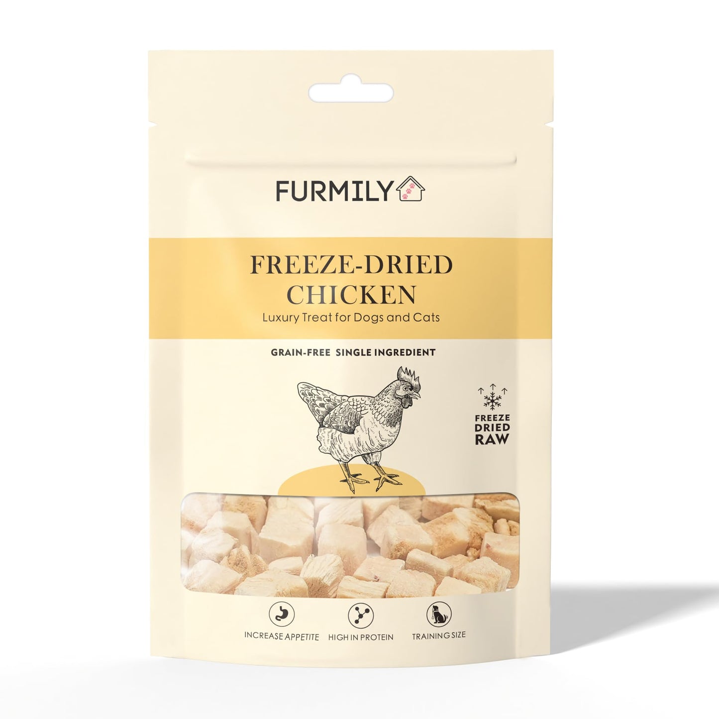 Freeze-Dried Chicken Pet Treats by FURMILY 40g, for Cat & Dog, Food Topper, Natrual, No Additive, 100% Chicken, Freeze-dried to protect nutrition, High protein, Healthy, Easy Digestion