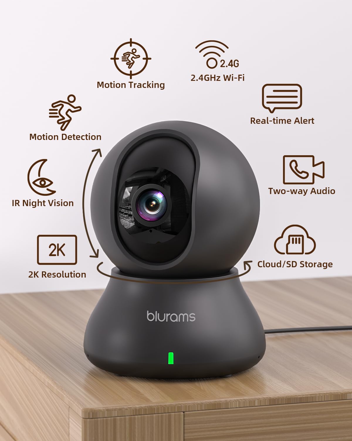 blurams Pet Camera 2K, Indoor Camera, Dog Camera, 360° Home Security Camera, Night Vision, Motion Tracking, 2-Way Talk, Cloud&SD, APP Control, Works with Alexa