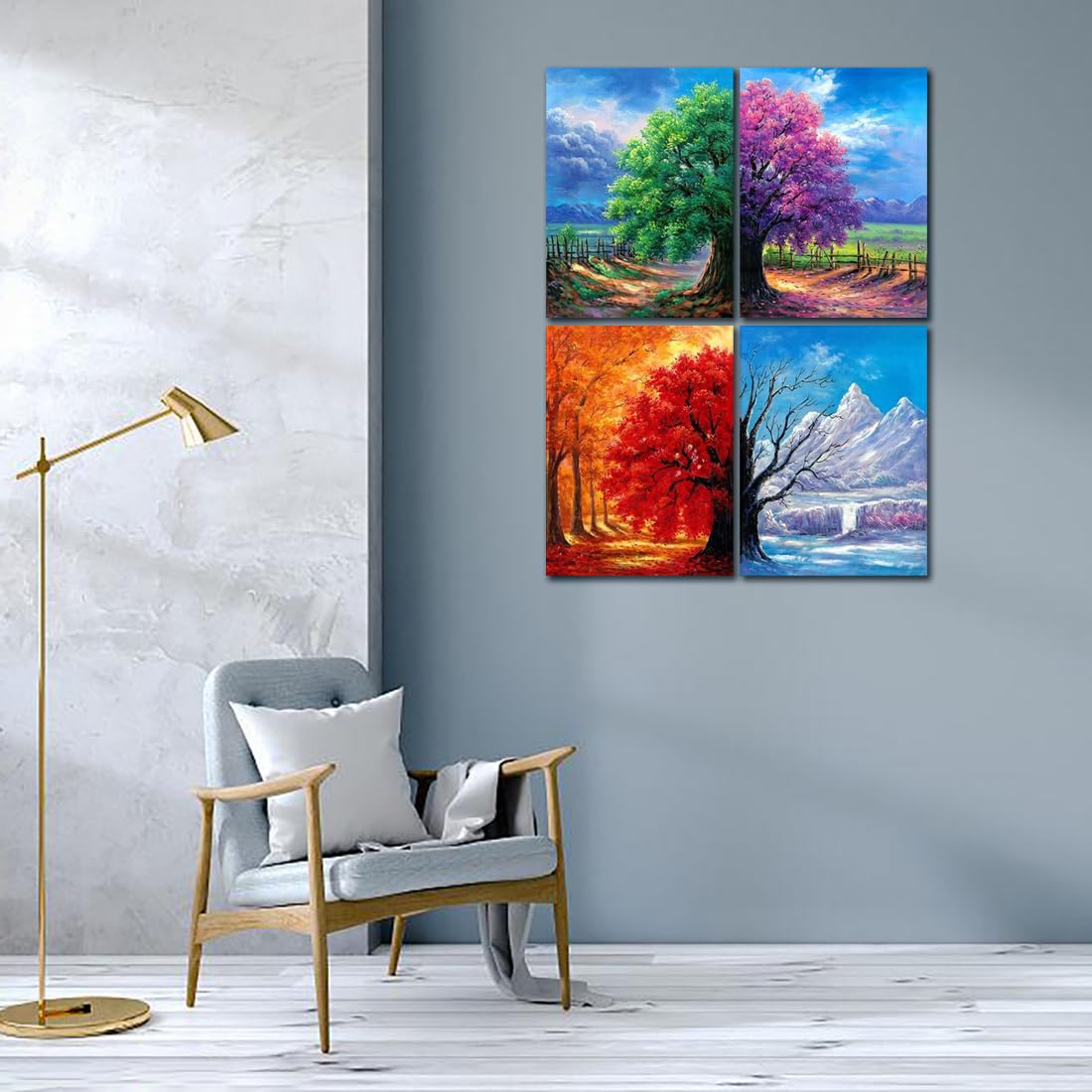 Muzagroo Art 5D Diamond Painting Kits for Adults, DIY Diamond Art Kits for Beginners, Turtle Diamond Dot Kits Gem Arts and Crafts for Living Room, Gem Painting Bedroom 4 PCS Wall Art