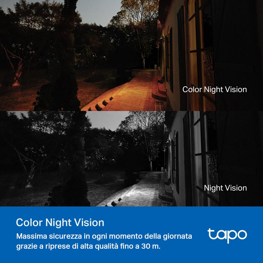 Tapo TC40 Pan/Tilt Smart Security Outdoor Camera, Full HD, 360° Smart Person Detection Motion Tracking, Color Night Vision, WiFi Camera No Monthly Fee, Two-Way Talk, IP65, Works with Alexa & Google