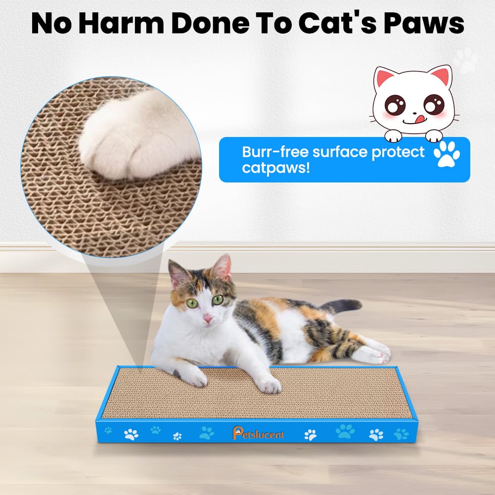 Petslucent Cat Scratching Board, Corrugate Cat Scratcher for Indoor Cats with Box, Cat Scratch Pad with Catnip, Cardboard Cat Scratcher Double-Sided Usability (1PCS)