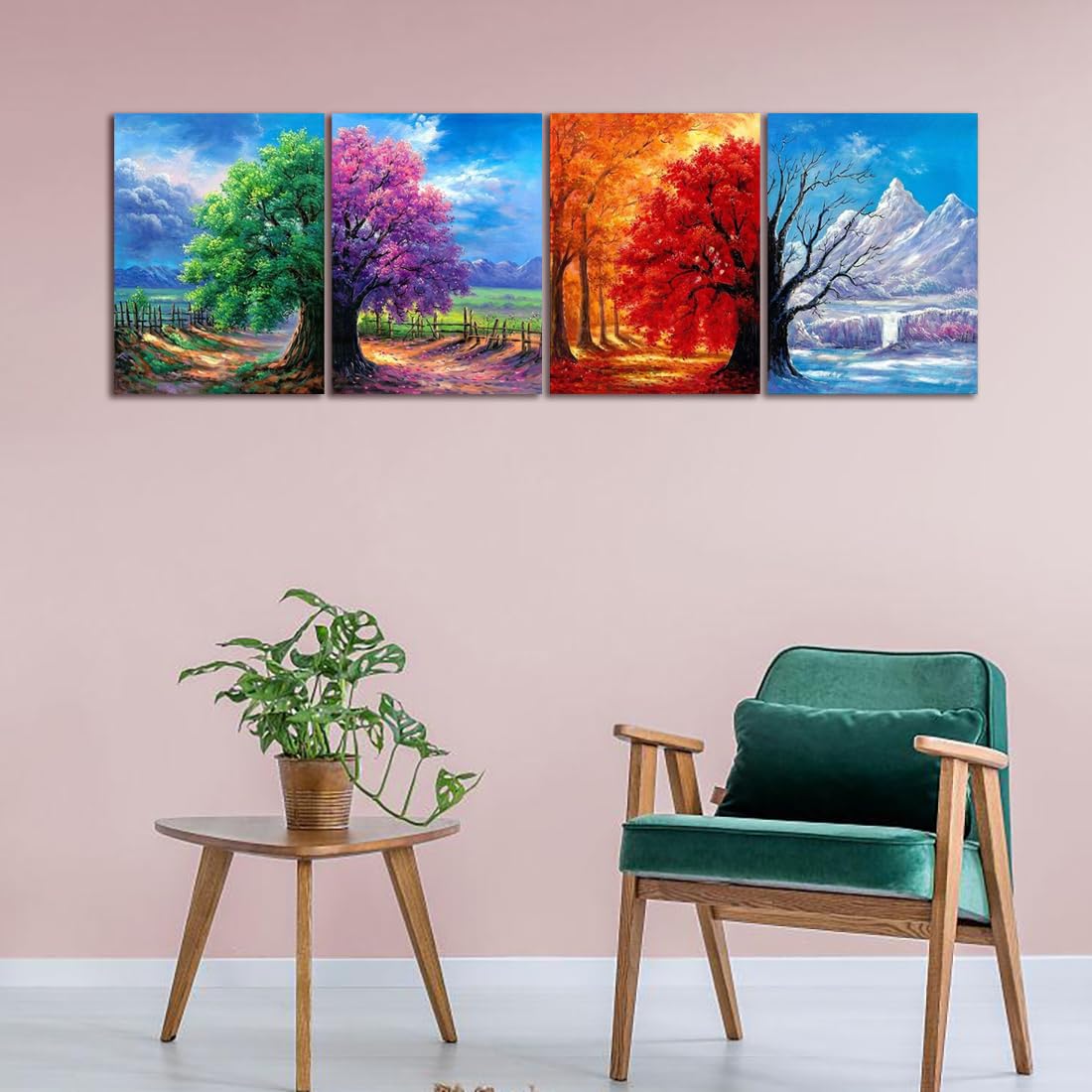 Muzagroo Art 5D Diamond Painting Kits for Adults, DIY Diamond Art Kits for Beginners, Turtle Diamond Dot Kits Gem Arts and Crafts for Living Room, Gem Painting Bedroom 4 PCS Wall Art