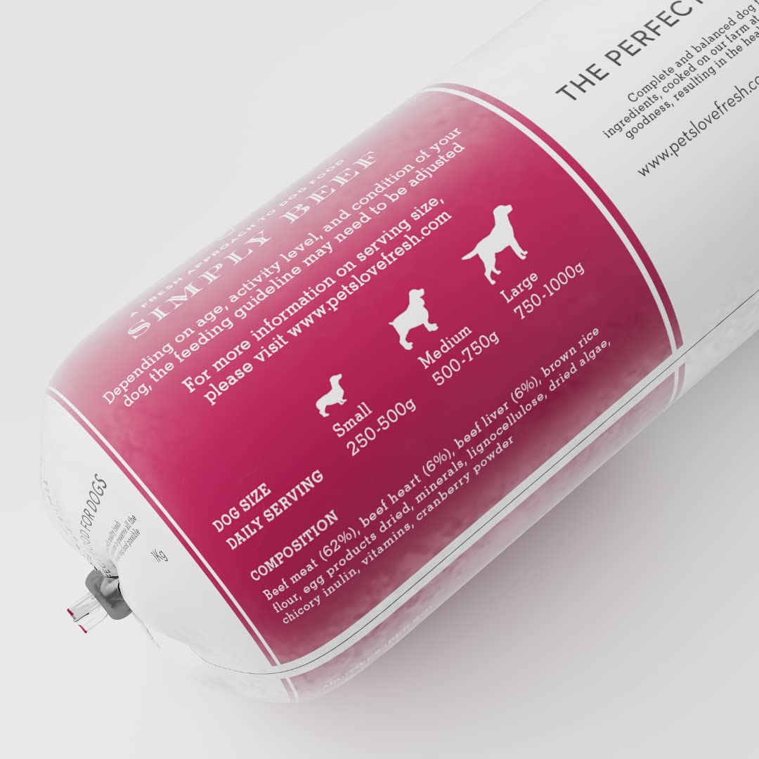 Healthy & Tasty Fresh Dog Food by Pets Love Fresh - 100% Natural - Real British Meat - Zero Preservatives - SimHealthy & Tasty Fresh Dog Food by Pets Love Fresh - 100% Natural - Real British Meat - Zero Preservatives - Simply Chicken (5 x 600g chub rolls)