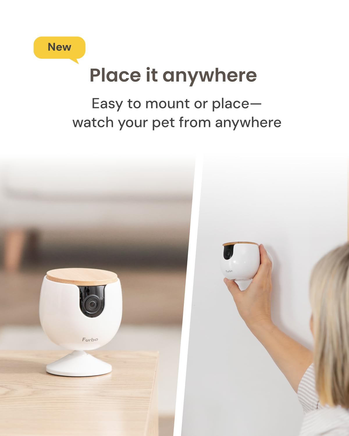 Furbo 360° Pet Camera w/Home Safety Package [PREMIUM W/SUBSCRPITION] Smart Pet Monitor w/App for Pet & Home, Rotating 360° View, Colour Night Vision, Auto-Tracking, Treat-toss, Barking, Smart Alert