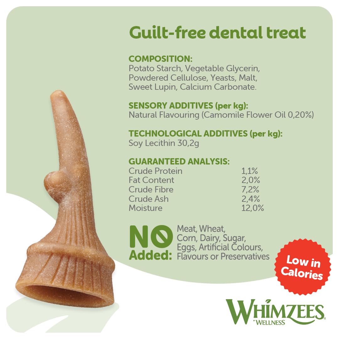 WHIMZEES By Wellness Rice Bone, Dog Dental Sticks, 9 Pieces, Size M/L, Dog Chews for Medium to Large Breeds, Natural, Gluten-Free, Rawhide-Free, Vegetarian
