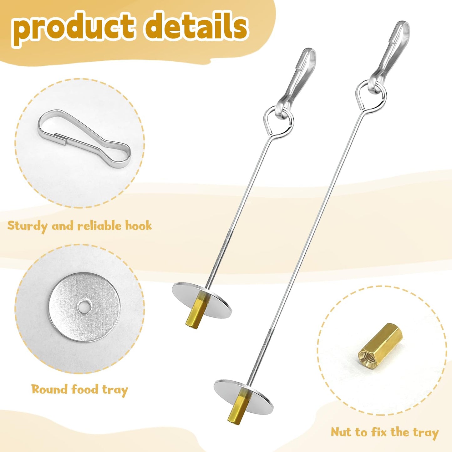 UTXN Parrot Fruit Skewers & Bird Parrot Apple Feeder - 2 PCS Stainless Steel Bird Fruit Skewers, Parrot Treats Food Holder Toy for Budgie, Cockatiel, Parakeet (Silver)
