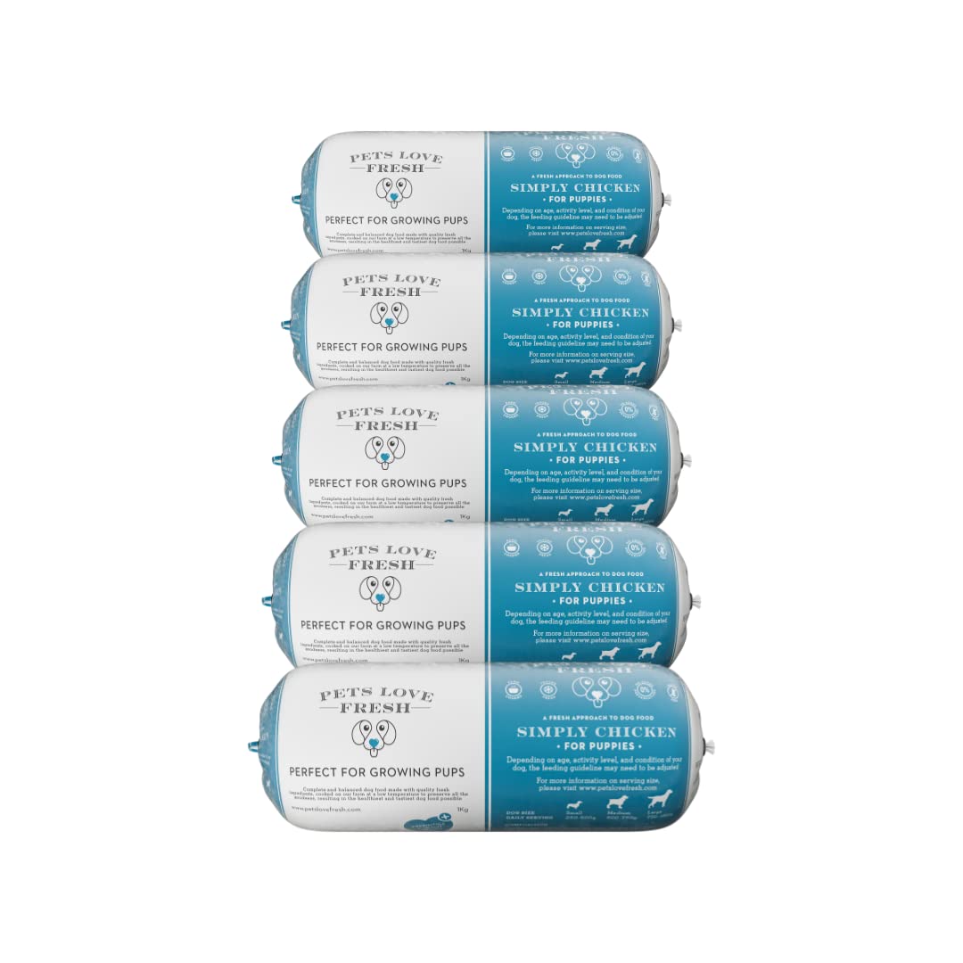 Healthy & Tasty Fresh Dog Food by Pets Love Fresh - 100% Natural - Real British Meat - Zero Preservatives - SimHealthy & Tasty Fresh Dog Food by Pets Love Fresh - 100% Natural - Real British Meat - Zero Preservatives - Simply Chicken (5 x 600g chub rolls)