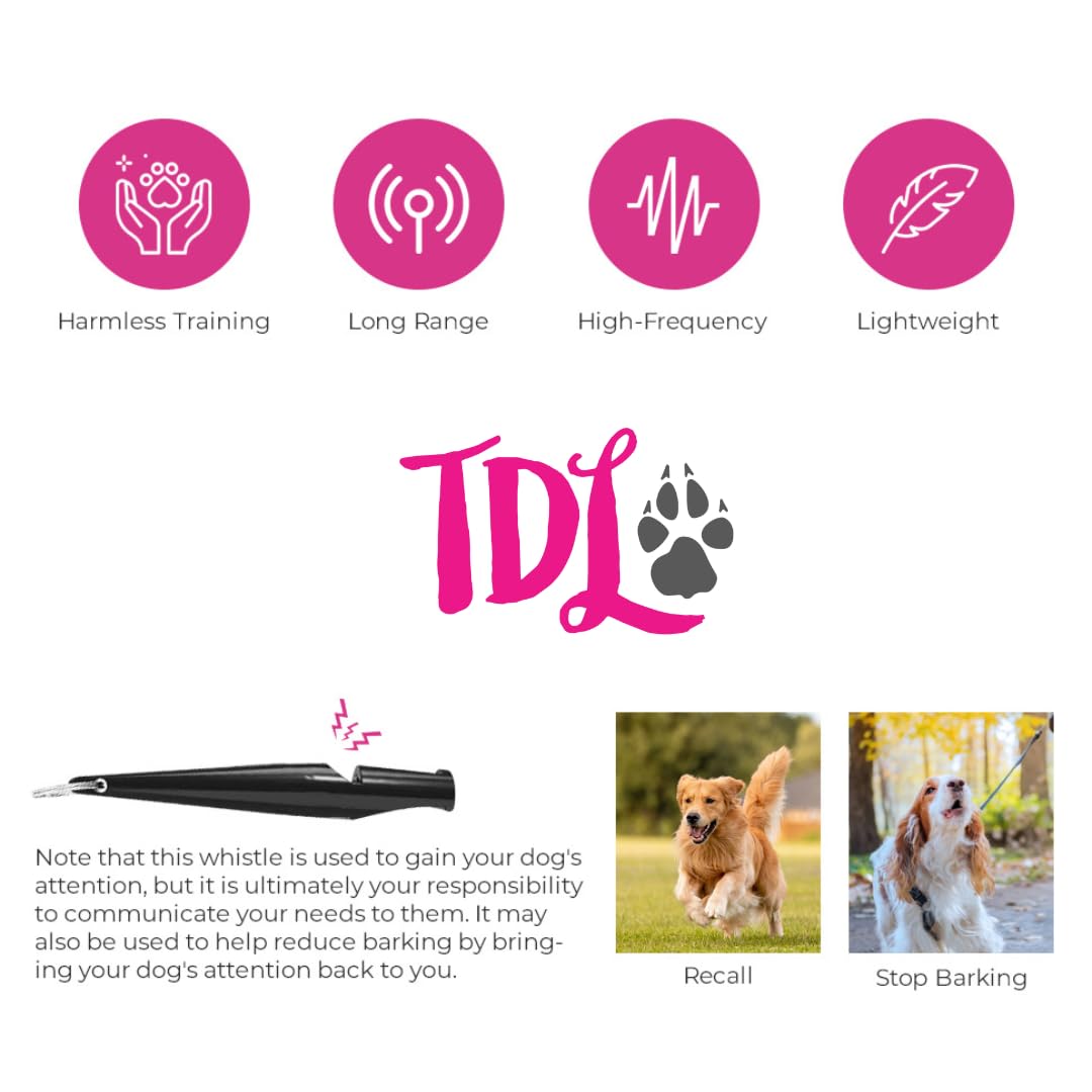 TDL Gun Dog Training Whistle with Lanyard - Dog Whistle with Loud, Solid Tone & Far Reaching Sound - Ideal High-Frequency Long-Distance Dog Recall Whistle for Most Breeds