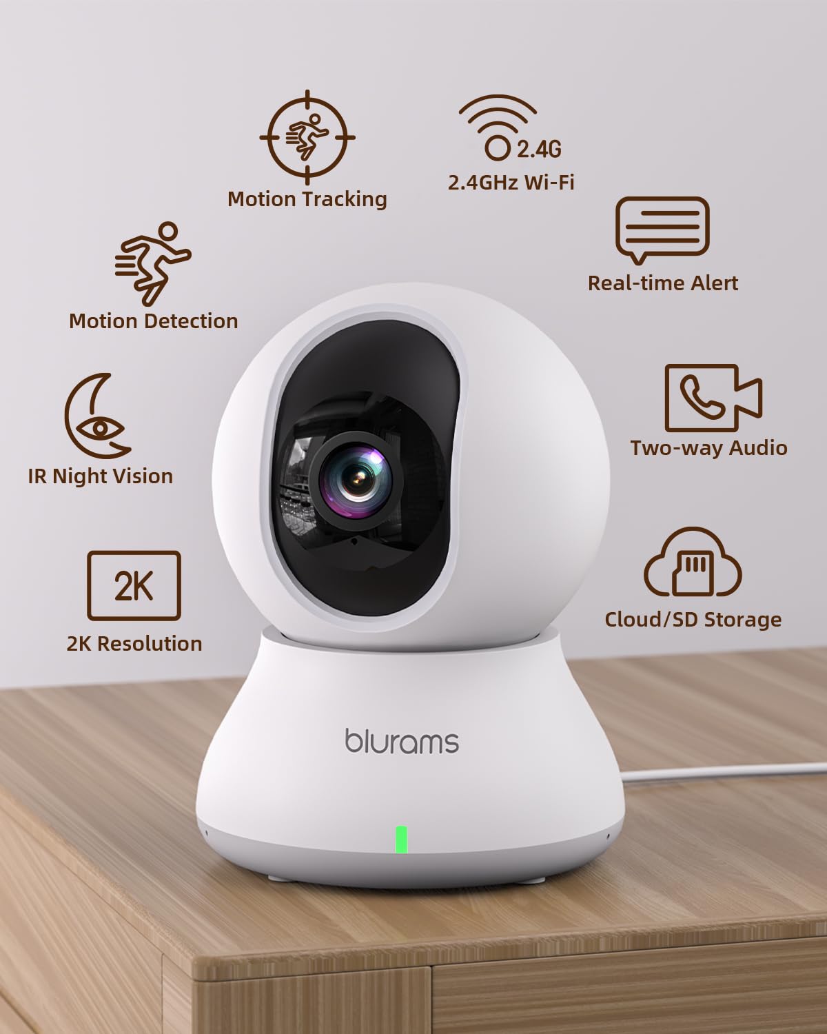 blurams Pet Camera 2K, Indoor Camera, Dog Camera, 360° Home Security Camera, Night Vision, Motion Tracking, 2-Way Talk, Cloud&SD, APP Control, Works with Alexa