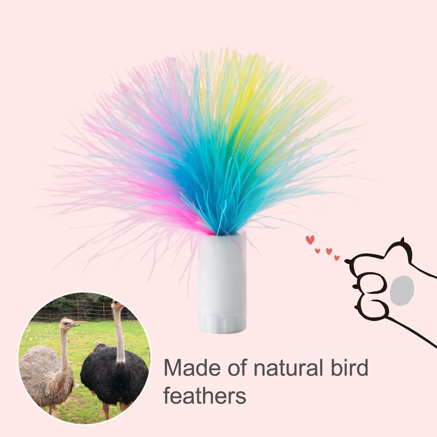 GoldenSun Cat Toy, 2-in-1 Interactive Cat Toys for Indoor Cats, Automatic Cat Toy, 8 Holes Mice Whack A Mole Moving Feather, USB Rechargeable Electronic Kitten Toys for All Breeds Black