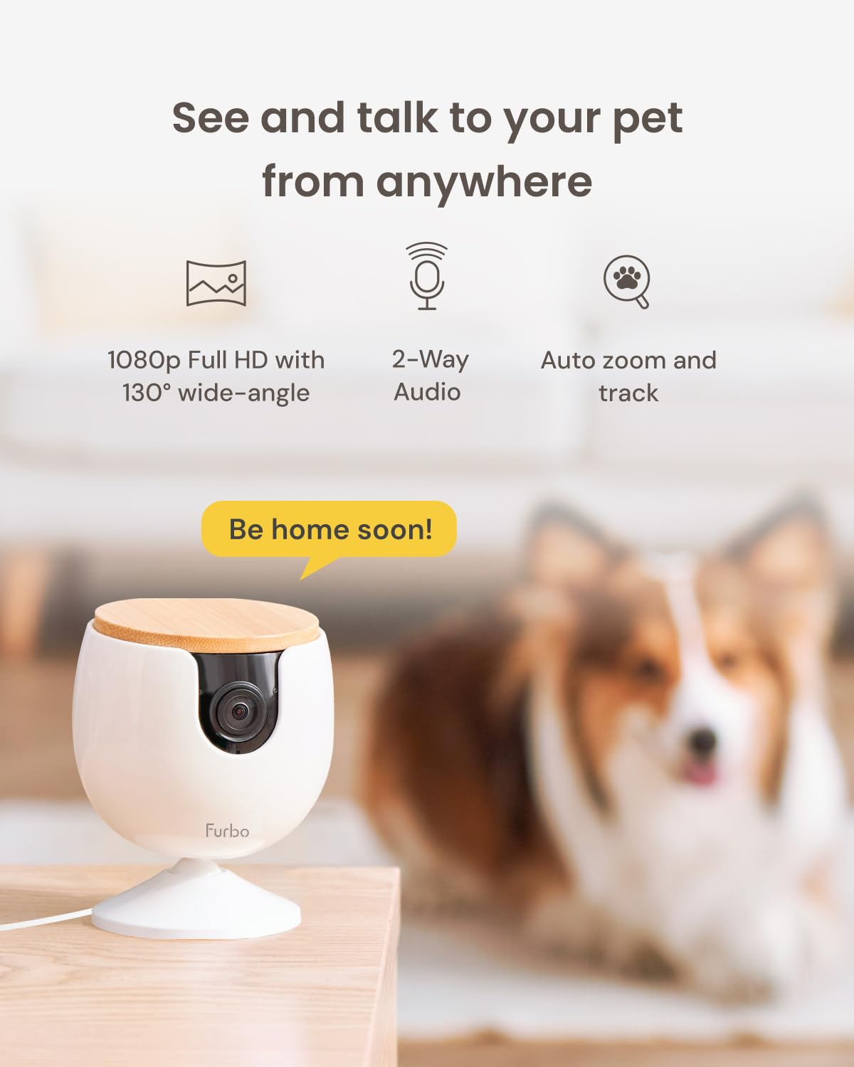 Furbo 360° Pet Camera w/Home Safety Package [PREMIUM W/SUBSCRPITION] Smart Pet Monitor w/App for Pet & Home, Rotating 360° View, Colour Night Vision, Auto-Tracking, Treat-toss, Barking, Smart Alert
