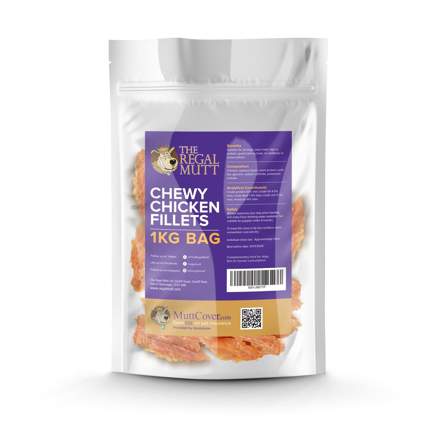 The Regal Mutt - Chewy Duck Fillets - 1kg Bag
