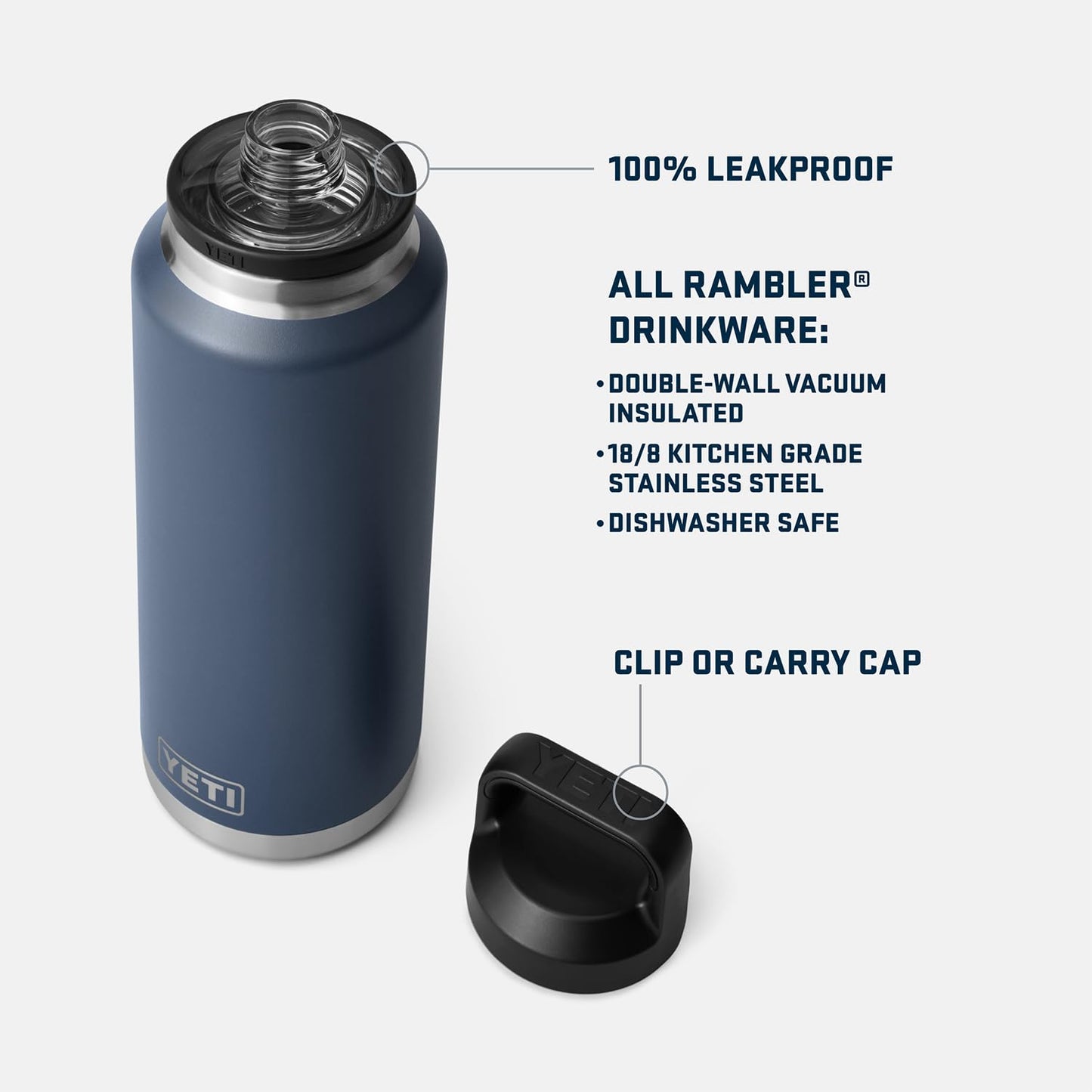 YETI Rambler Bottle Chug, Vaccum Insulated Stainless Steel Bottle with Leakproof Chug Cap, 46 oz (1.4 L)