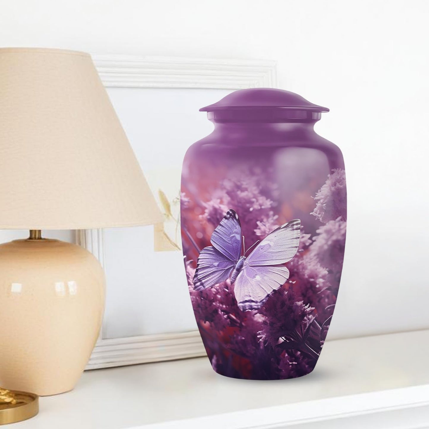 YASUBJAG Dove Urn - Aluminium Cremation Urn for Adults, Multicolor, Birds Pattern, 10 Inch