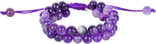 Chakra Bracelet - Good Luck Crystals - Gemstone Bracelets - Crystals Bracelet - Beaded Bracelets - Crystals And Gemstones - Chakra Crystal Bracelet - Reiki Gifts (Amethyst crystal double layer)