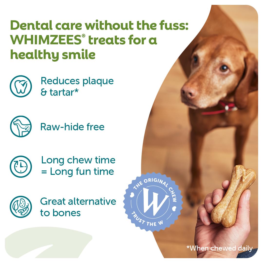 WHIMZEES By Wellness Rice Bone, Dog Dental Sticks, 9 Pieces, Size M/L, Dog Chews for Medium to Large Breeds, Natural, Gluten-Free, Rawhide-Free, Vegetarian
