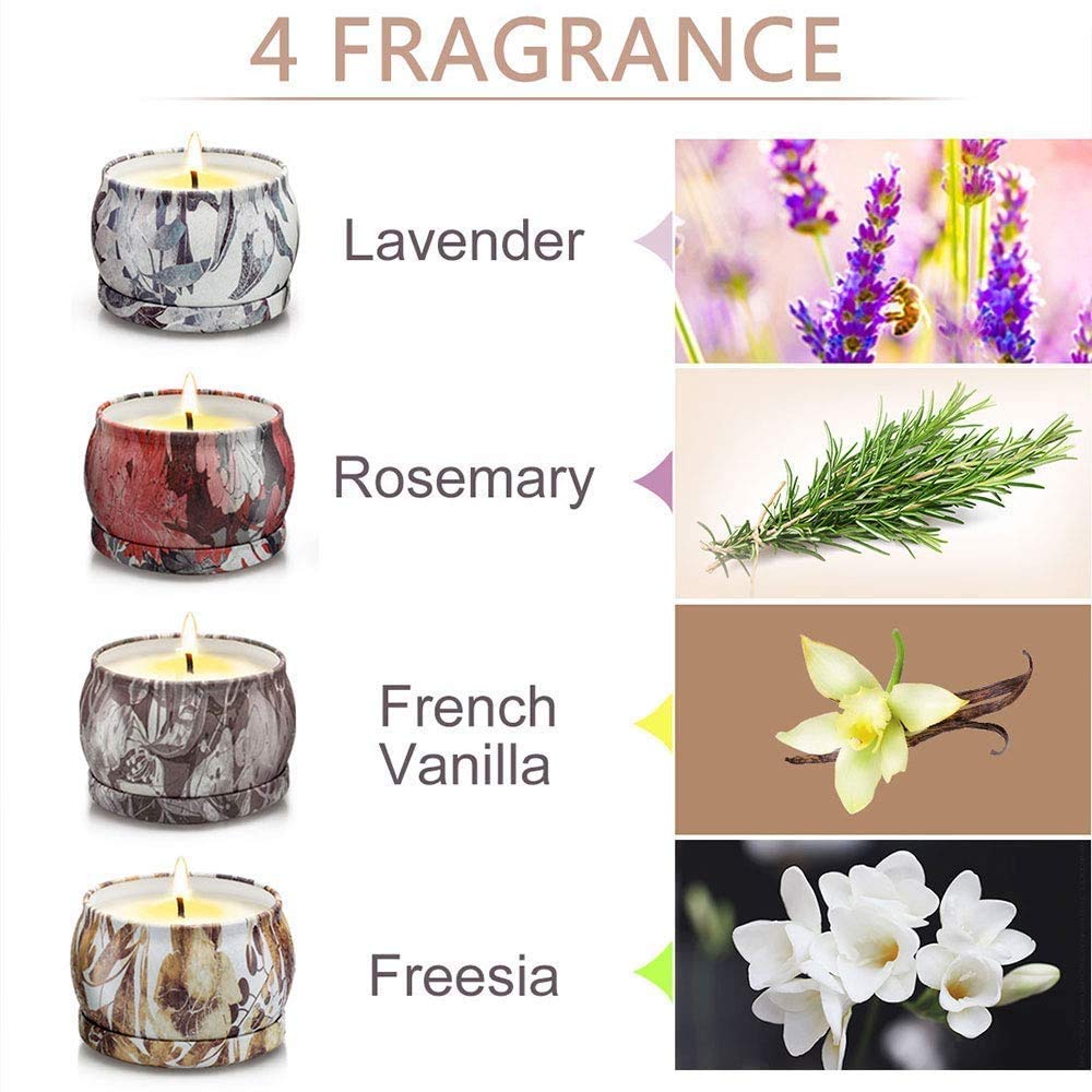Yinuo Mirror Gifts for Women, 24 x 70 g Scented Candles Gift Set for Women, Soy Wax Aromatherapy Candles for Christmas, Birthday, Mother's Day, Valentine's Day, Bathroom, Yoga