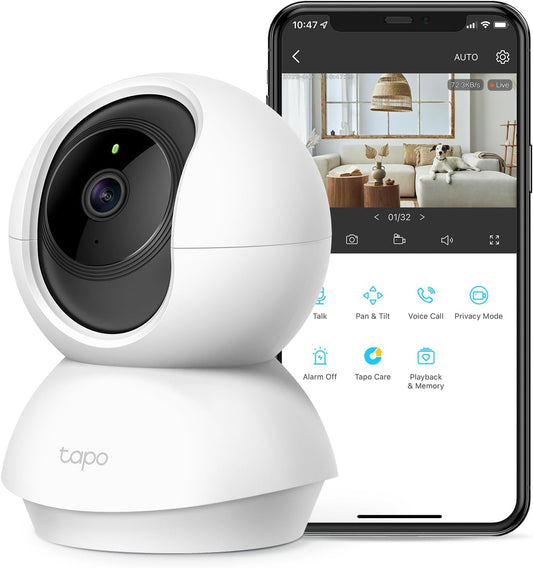 Tapo C210 2K 3MP Pan/Tilt Indoor Camera House Security Camera, WiFi Camera, No Monthly Fee, AI Detection, Dog Puppy Camera, Baby Camera Monitor, 360° View, Night Vision, Works with Alexa & Google