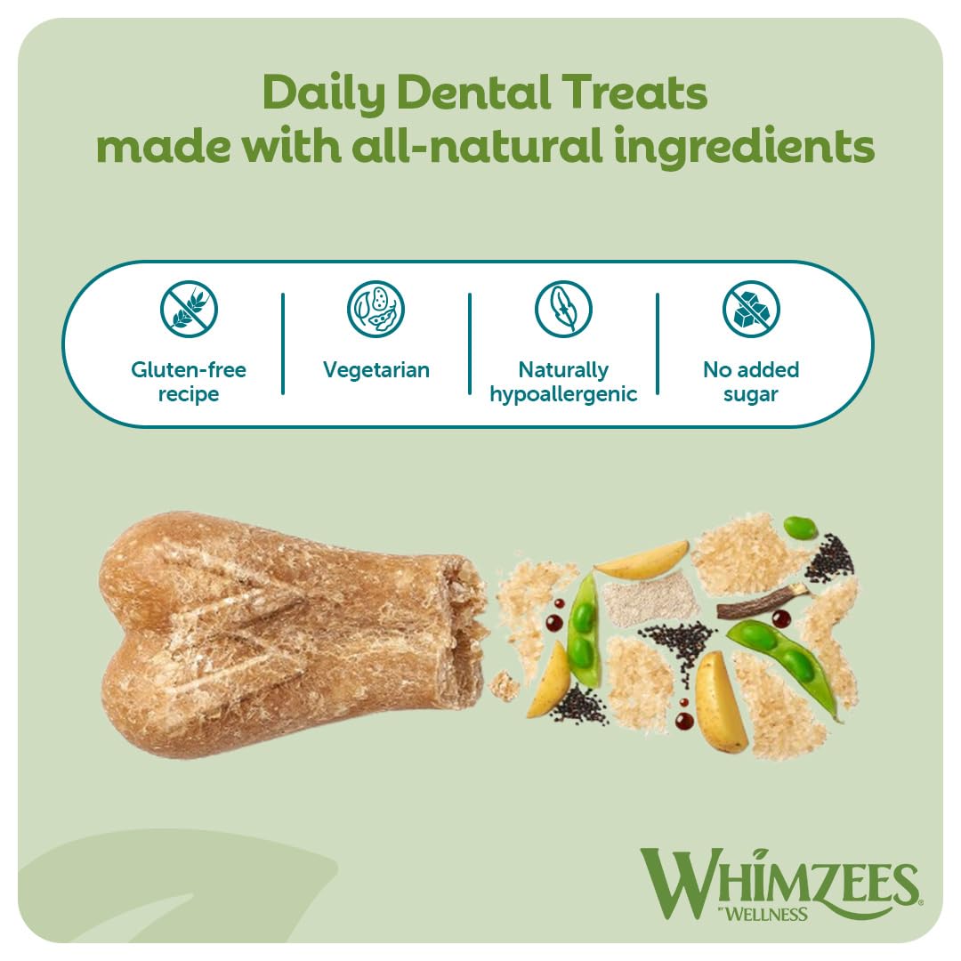 WHIMZEES By Wellness Rice Bone, Dog Dental Sticks, 9 Pieces, Size M/L, Dog Chews for Medium to Large Breeds, Natural, Gluten-Free, Rawhide-Free, Vegetarian