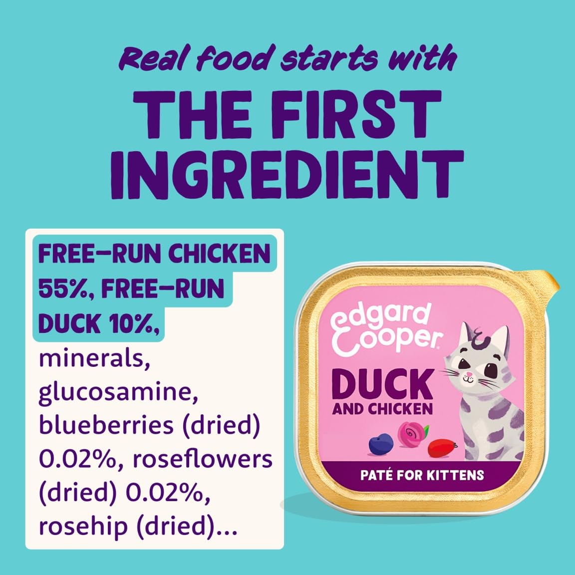Edgard Cooper Grain Free Wet Cat Food Pate for Adult Cats (Salmon&Chicken 16 x 85g), Natural Cat Food in Cup for Sterilized or Active Cats, Fresh Meat, No Added Sugar