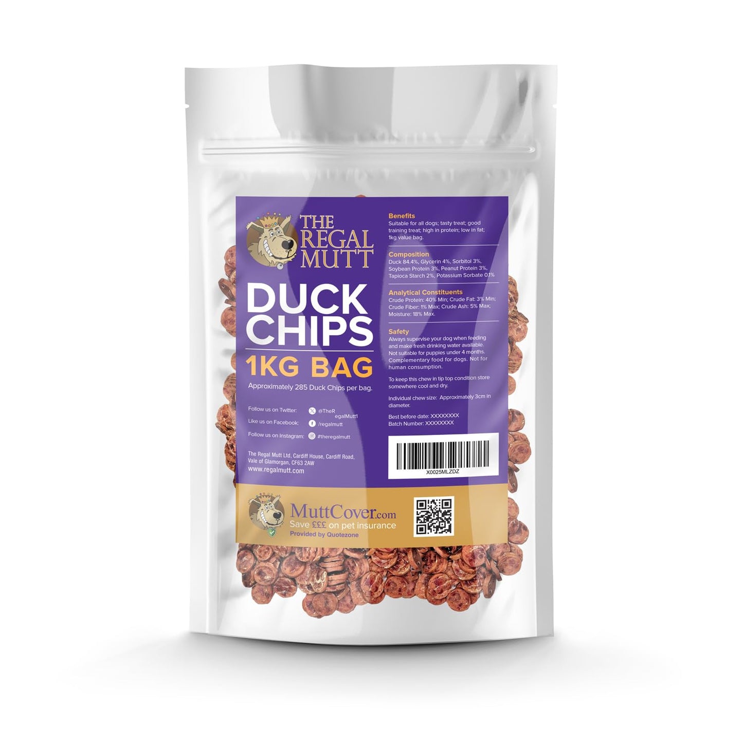 The Regal Mutt - Chewy Duck Fillets - 1kg Bag