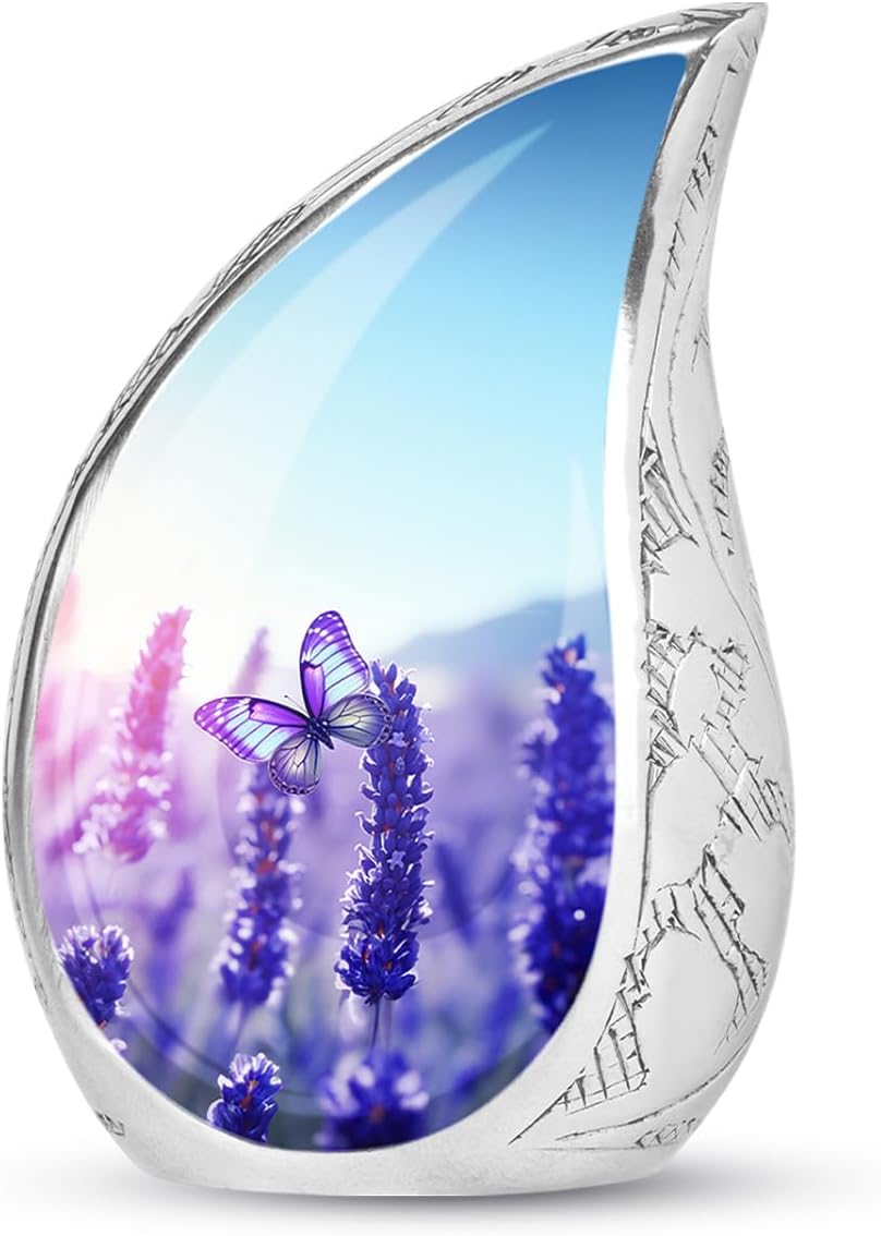 YASUBJAG Dove Urn - Aluminium Cremation Urn for Adults, Multicolor, Birds Pattern, 10 Inch