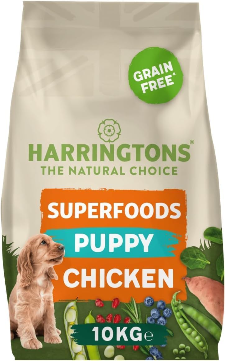 Harringtons Superfoods Puppy Complete Grain Free Hypoallergenic Chicken with Veg Dry Dog Food 10kg - Made with All Natural Ingredients, Packaging may vary