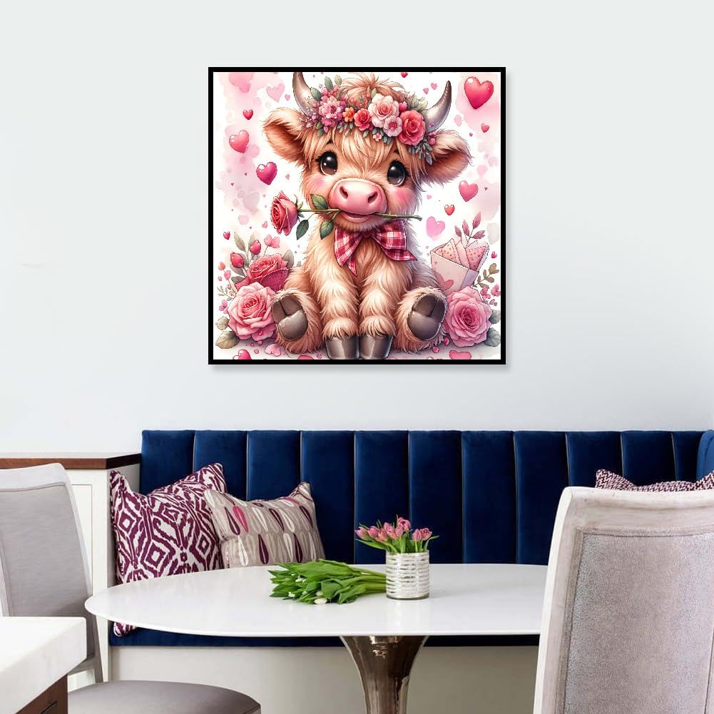 cdsnxore Diamond Painting Kits for Adults, Animal Cow Diamond Art Kits for Adults Beginners, Diamond Arts Kits for Home Wall Decor 12 x 12 Inch (286)